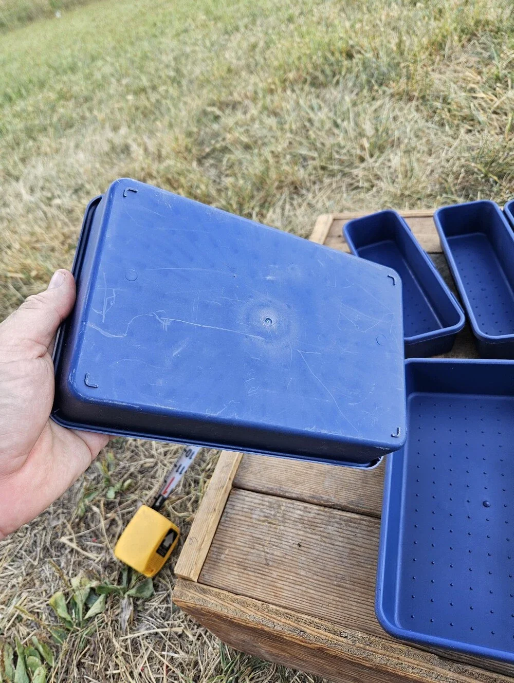 Blue Craft Drawer Organizer Trays Plastic Shallow Storage Bins Divider Set